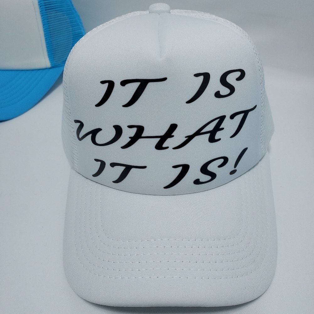 Funny Trucker Hat Snapback Meshback Trucker Hats (It is what it is)